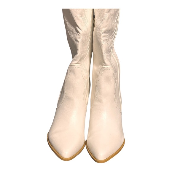 White Western Cowgirl Cowboy Boots Pointed Toe Tall Embroidered Women's 10 - Picture 3 of 5